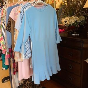 Blue flutter sleeved flounce dress